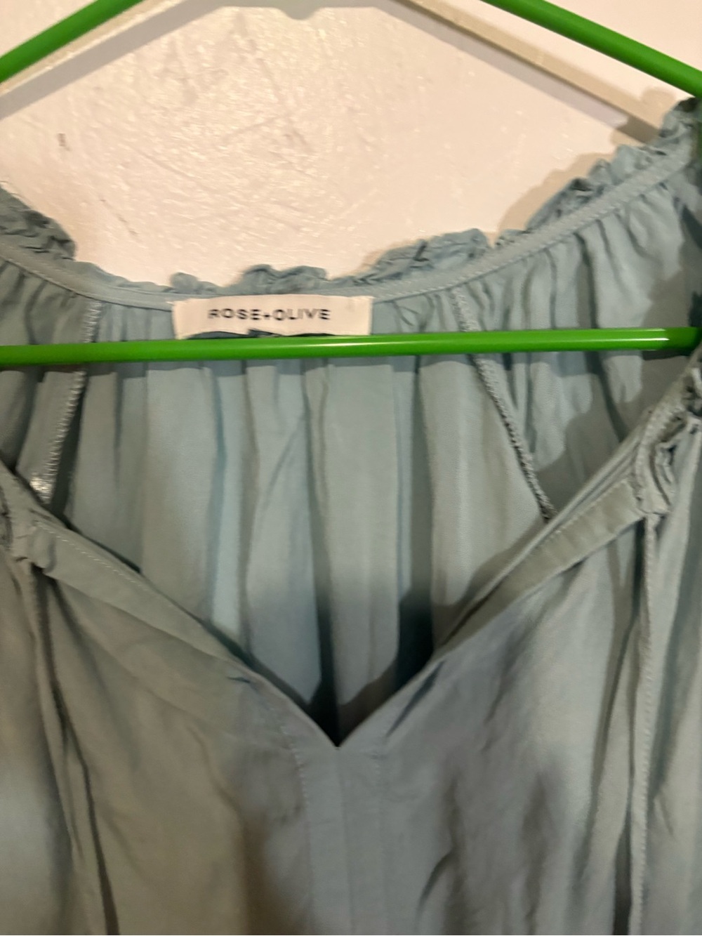 Rose & Olive Teal and Light Blue Boho Tie-Front Women’s Tops - Picture 6 of 11